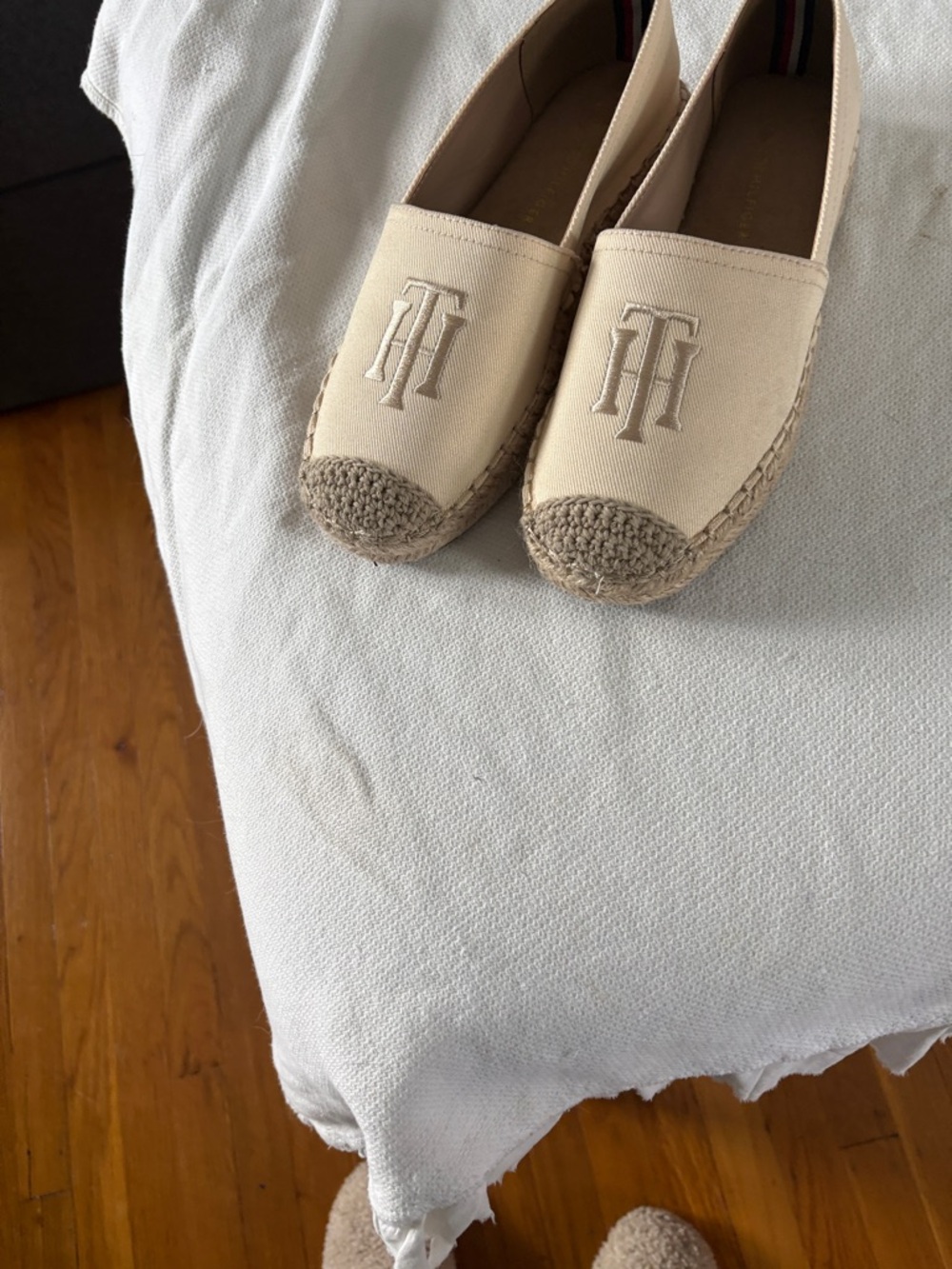 Tommy Hilfiger Beige Canvas Espadrille Slip-Ons